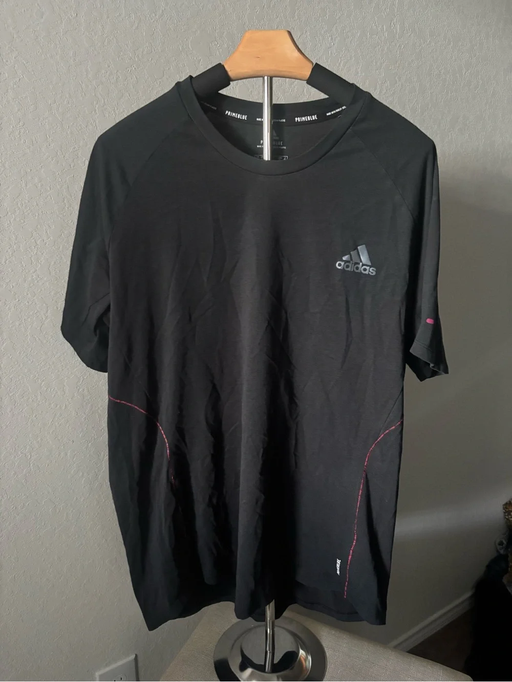 Adidas Primeblue AEROREADY Running Tee Black Performance Shirt Mens Large